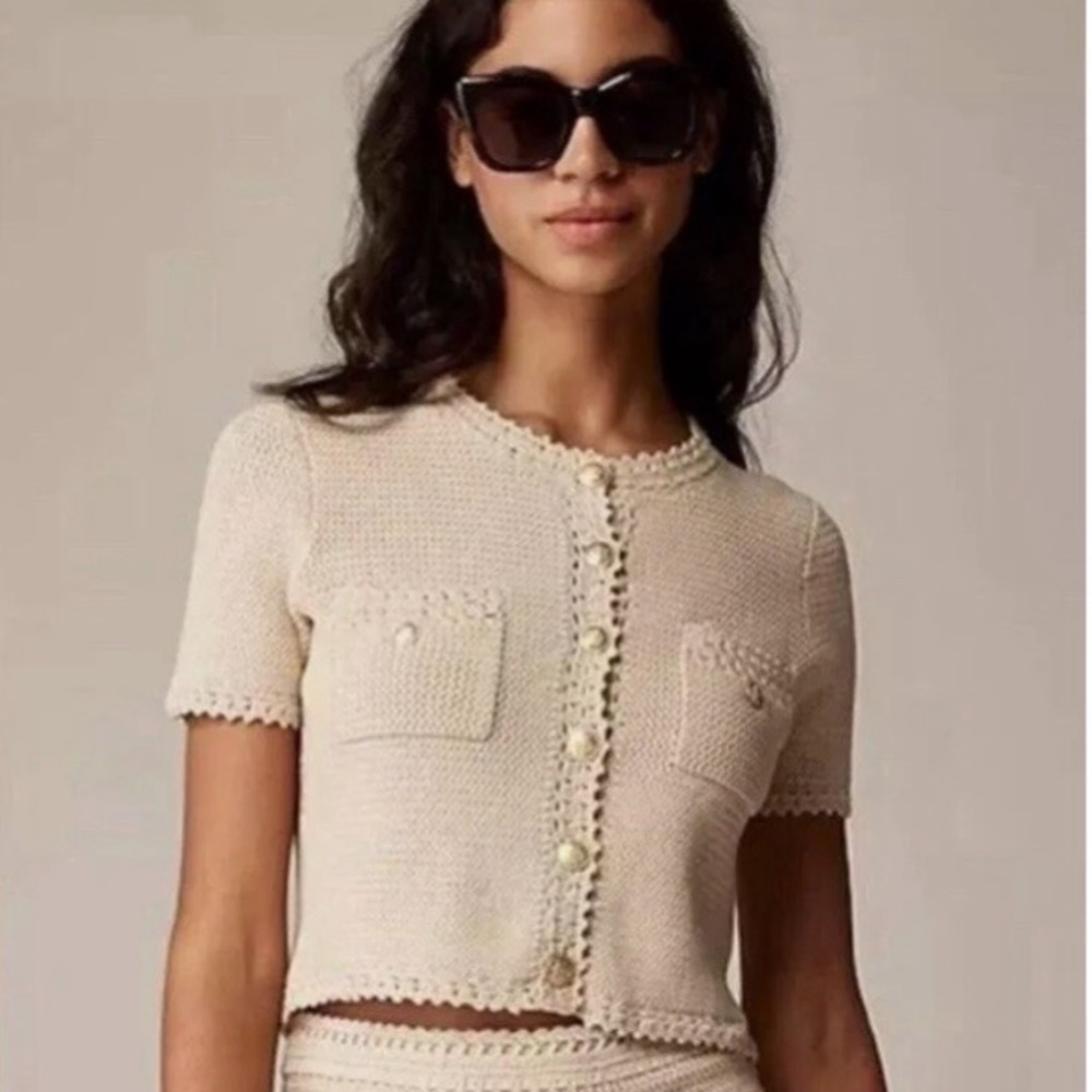 NWT J. Crew Tan Knit Short Sleeve Cardigan
